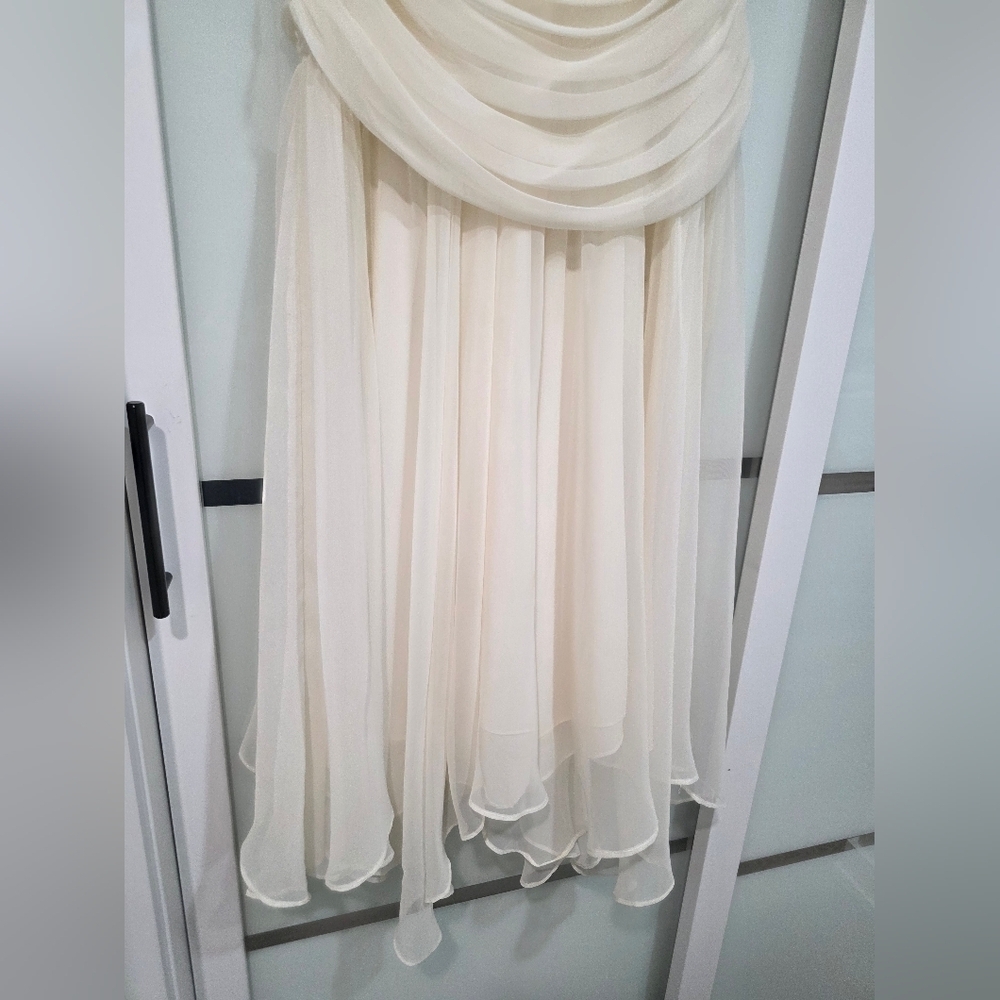 Algo Boutique 🌟 Vintage-Inspired Cream Chiffon Midi Embellished Dress - Picture 7 of 16